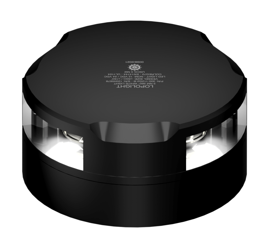 3nm 360° Anchor/135° Stern white, black anodized 3nm 360° Anchor/135° Stern white, black anodized